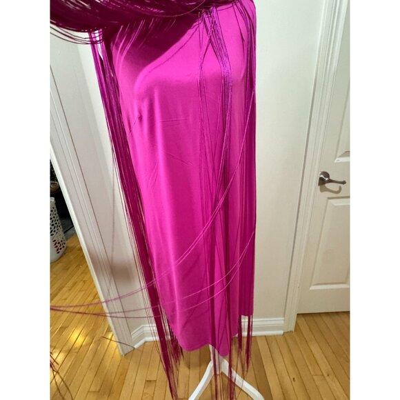 Anthropologie Hutch Magenta Fringe Dress M NWT Tassel Midi - Picture 13 of 14